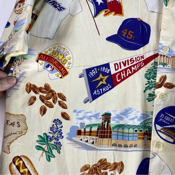 Vintage Reyn Spooner 1999 Houston Astros Short Sleeve Camp Shirt XL Cream Yellow - Picture 4 of 11